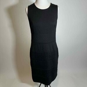 NWT Apt. 9 Black Sleeveless Sheath Eyelet Panel Dress Womens Size Small S Career